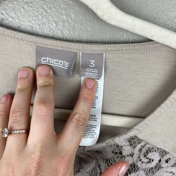 Chicos Lace Short Sleeve Blouse Top 3-L - Picture 2 of 3